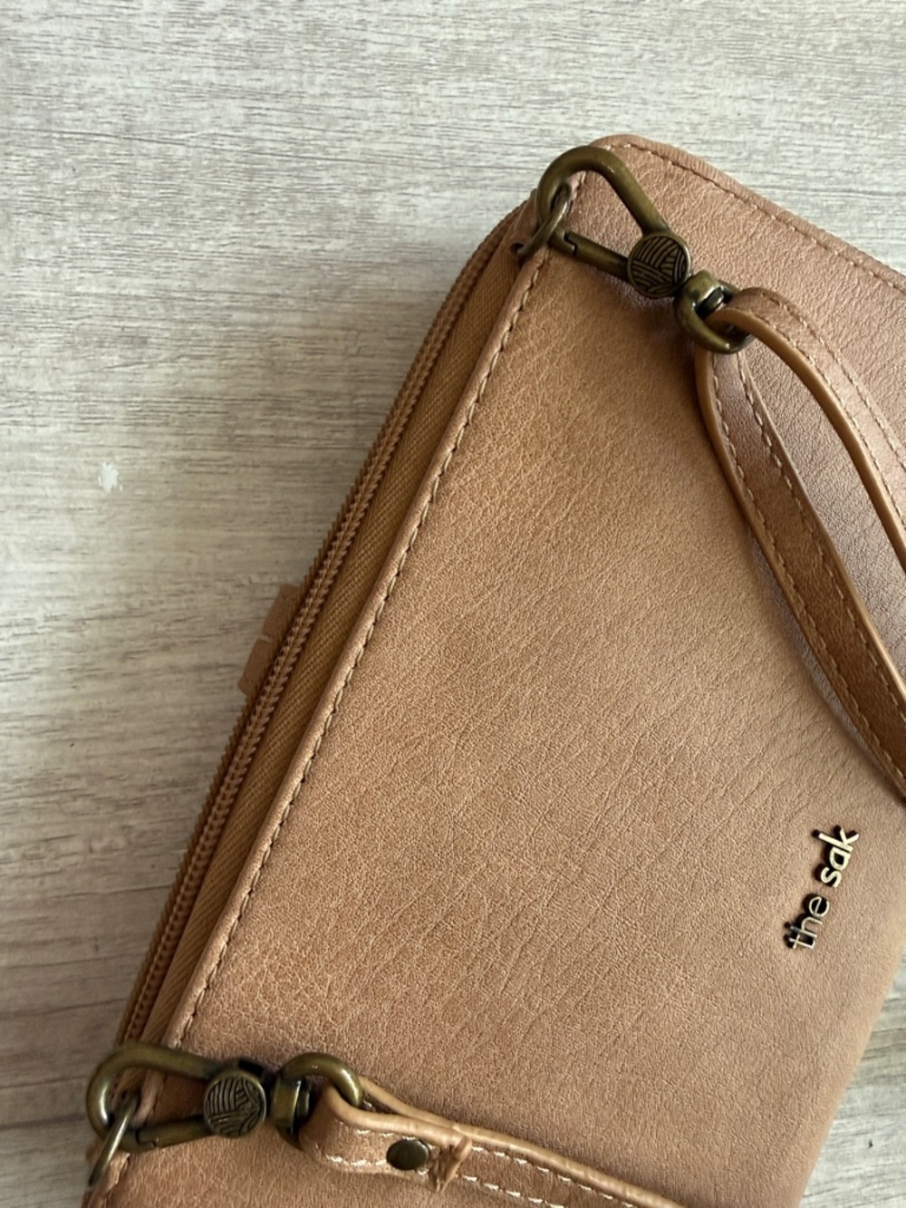 The Sak Iris Tan Crochet Smartphone Crossbody Wallet Wristlet - Picture 8 of 8